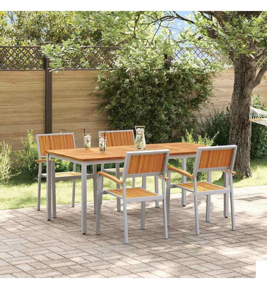 Ensemble de salle à manger pour jardin 5 pcs Gris