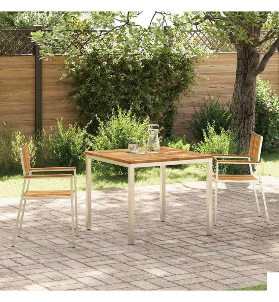 Ensemble de repas extérieur 3 pcs Marron Bois d'Acacia Massif