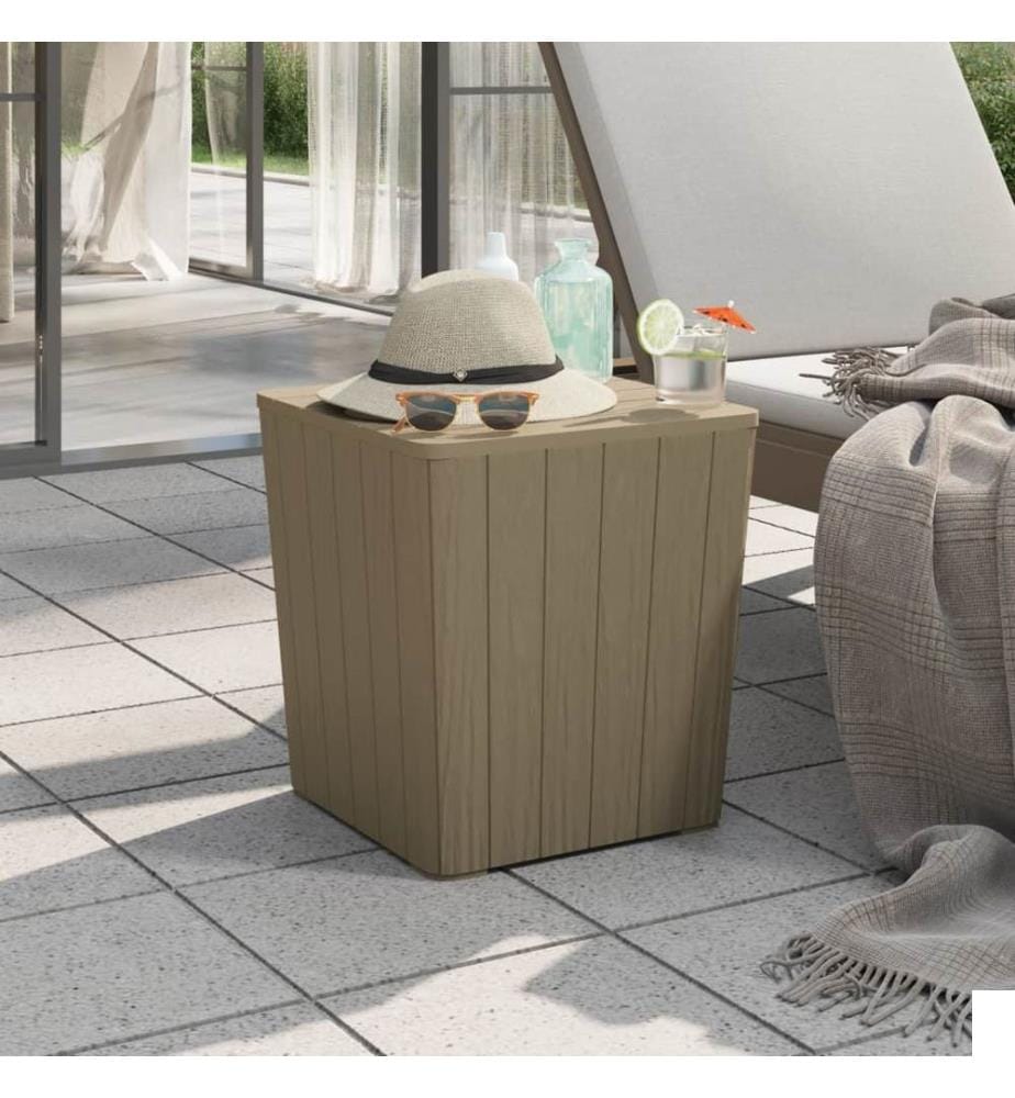 Table de jardin avec couvercle amovible marron polypropylène