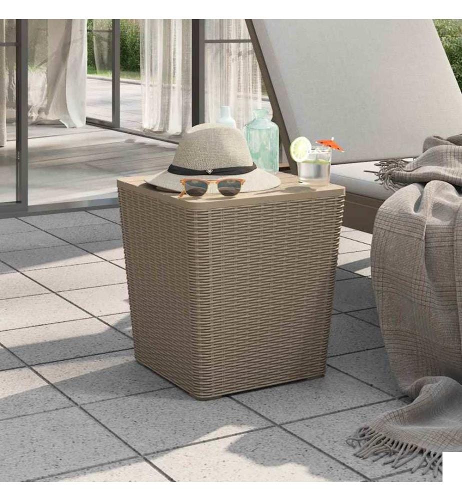 Table de jardin avec couvercle amovible marron clair PP