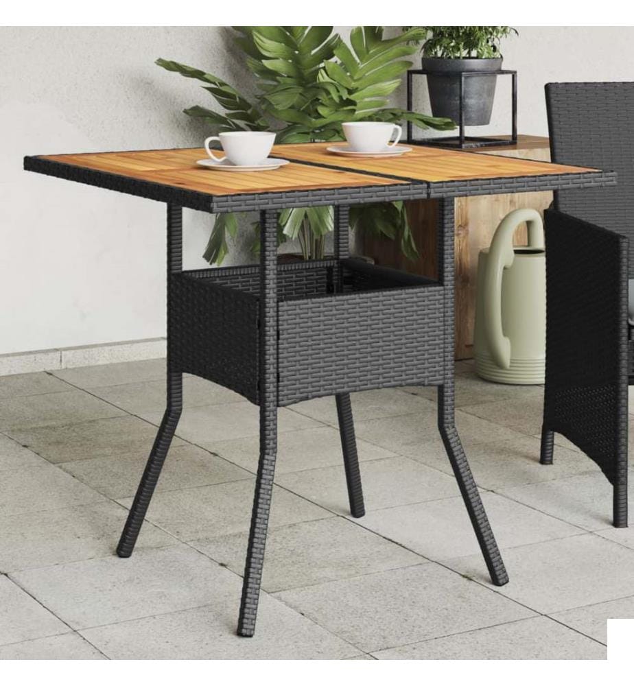 Table de jardin et dessus en bois d'acacia noir résine tressée