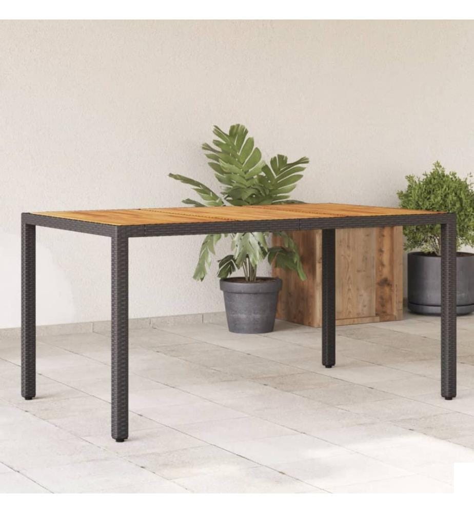 Table de jardin et dessus en bois d'acacia noir résine tressée