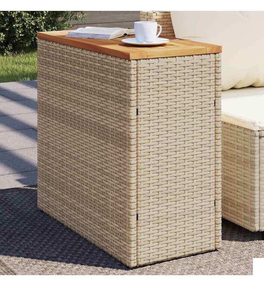 Table d'appoint de jardin dessus en bois beige 58x27,5x55 cm