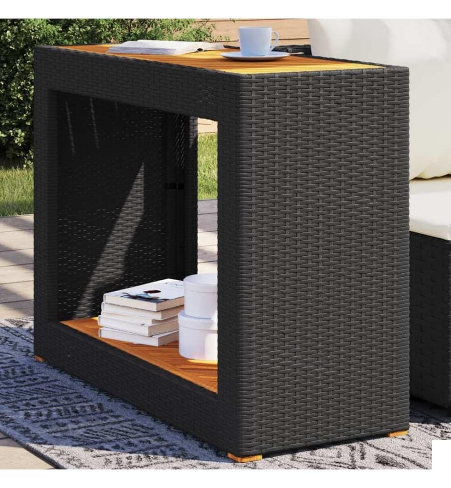 Table d'appoint de jardin dessus en bois noir 100x40x75 cm