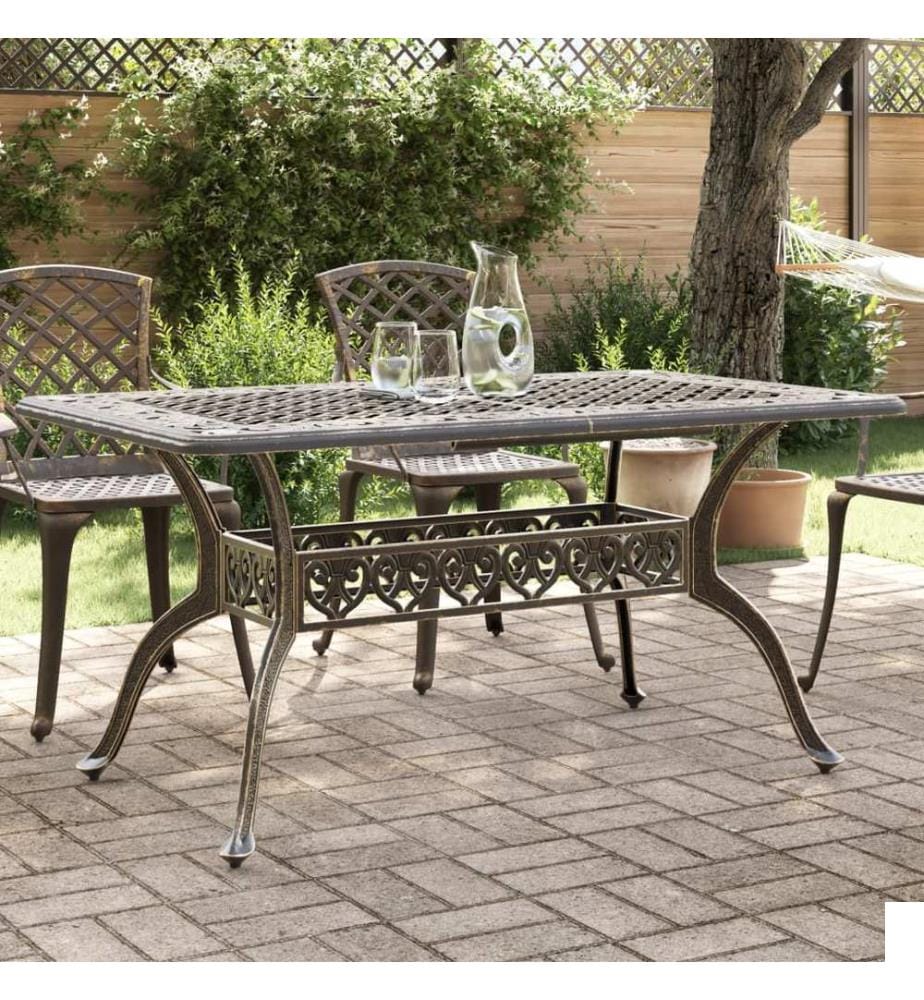 Table de jardin bronze 150x90x72 cm aluminium coulé