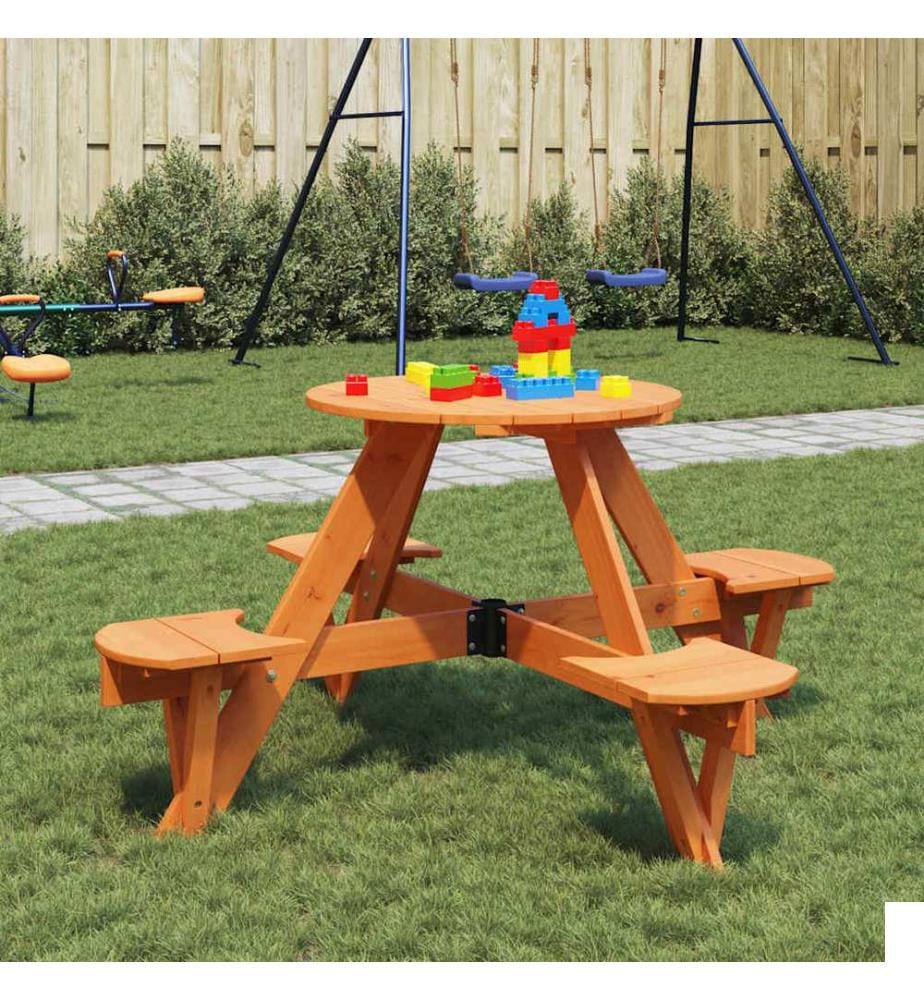 Table de pique-nique pour 4 enfants avec trou de parasol rond