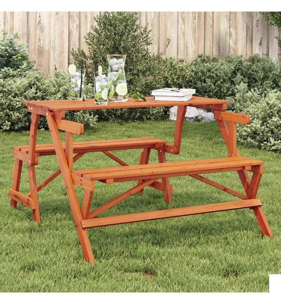 Table de pique-nique avec bancs sapin massif 2 en 1 convertible