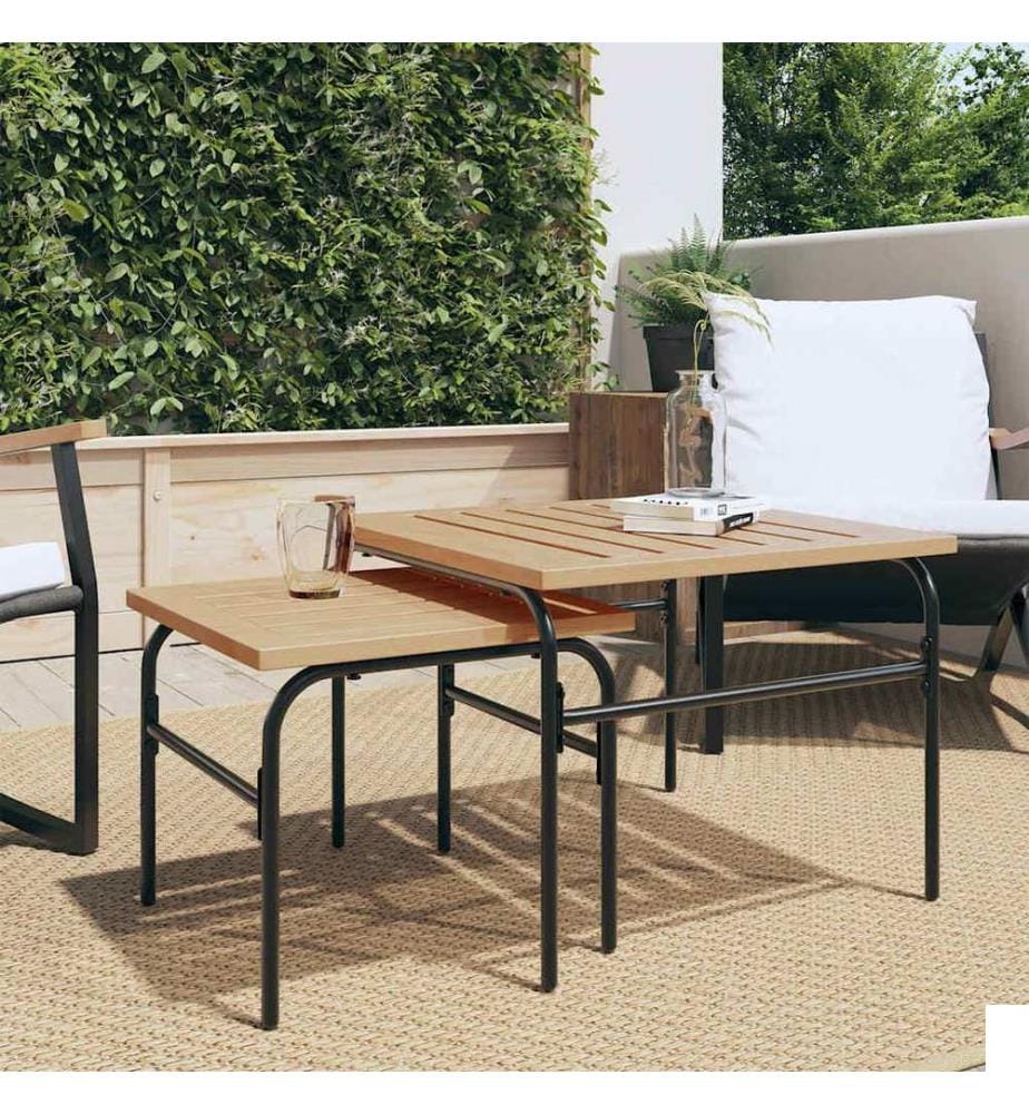 Tables basses gigognes de jardin 2 pcs marron et noir acier