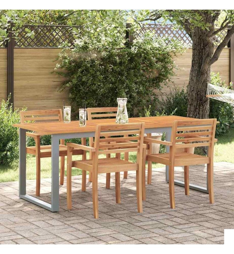 Table de Jardin Gris 160 x 80 x 75 cm Bois d'Acacia Massif
