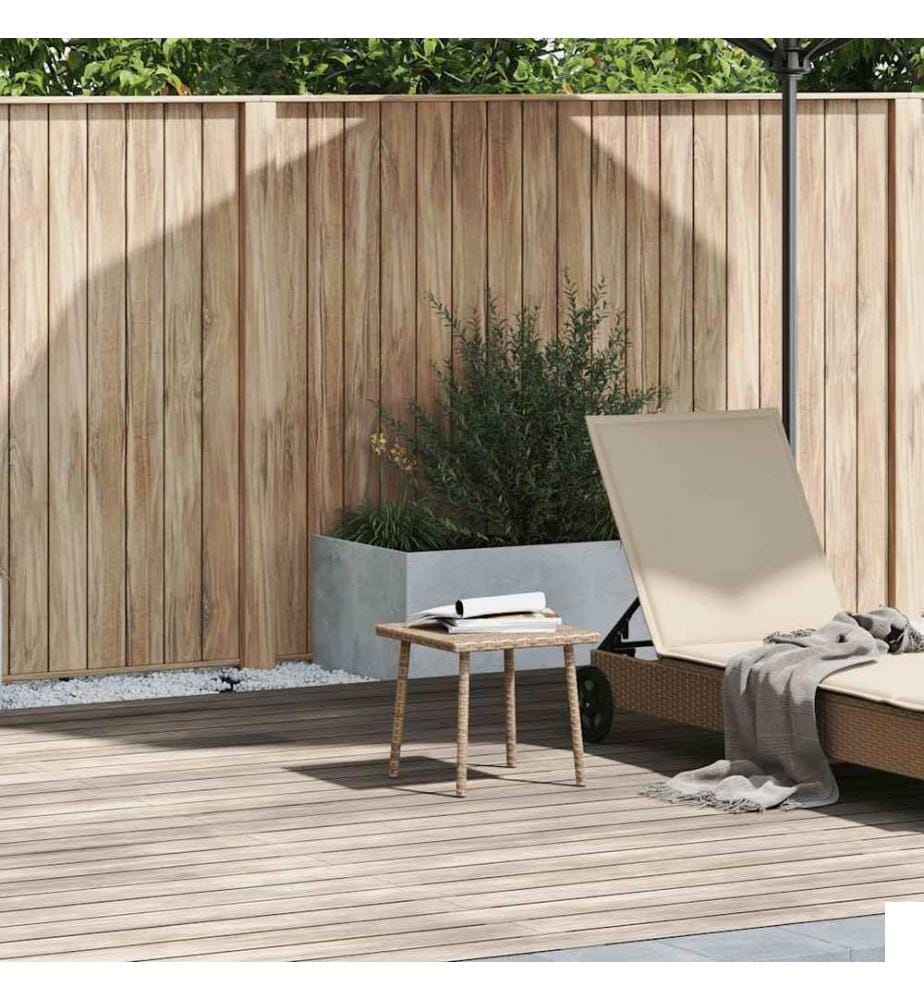 Table basse de jardin rectangulaire beige 40x40x37 cm rotin