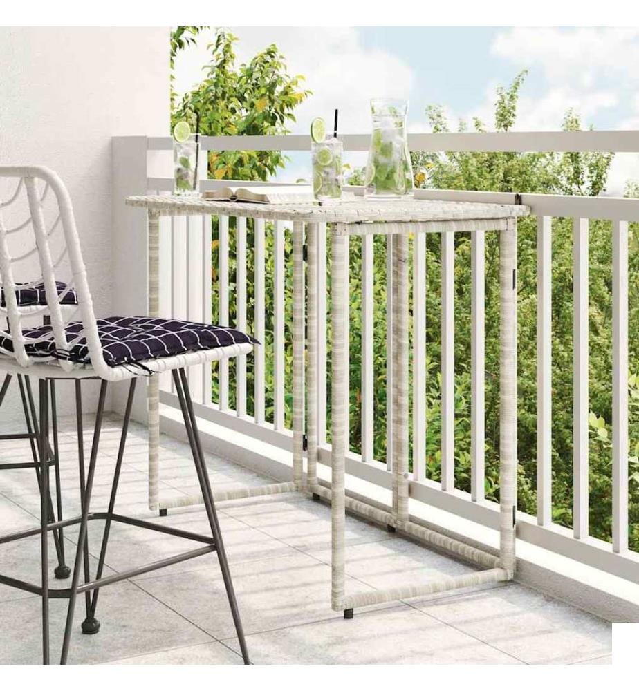 Table de jardin pliante gris clair 90 x 51 x 75 cm polyrotin