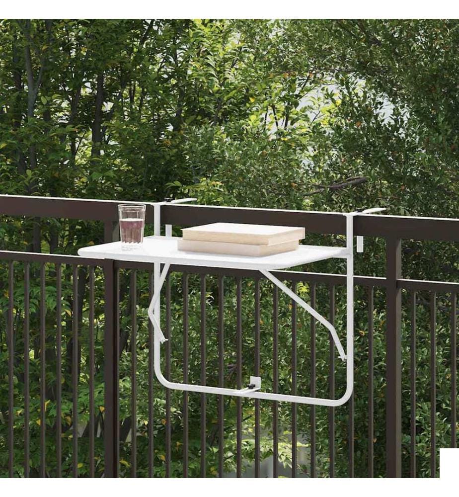 Table Suspendue de Balcon Blanc 60 x 39 x 65 cm Acier