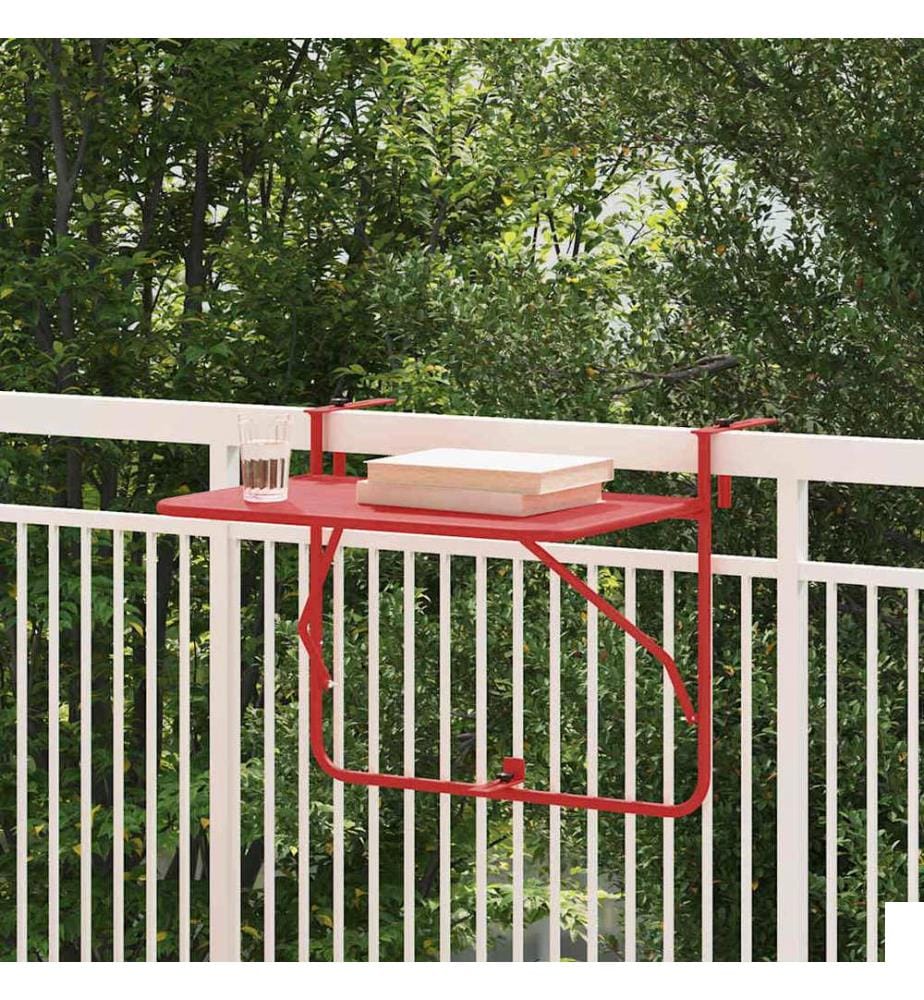 Table Suspendue de Balcon Rouge 60 x 39 x 65 cm Acier