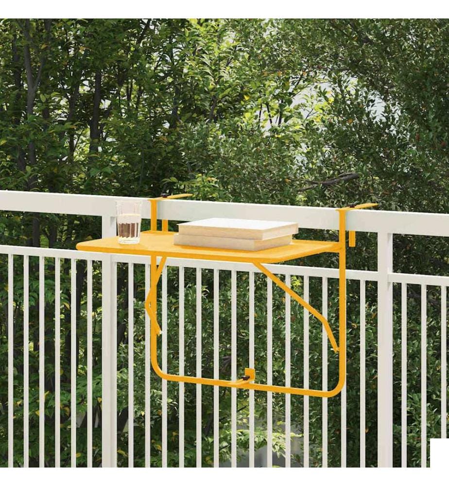 Table Suspendue de Balcon Jaune 60 x 39 x 65 cm Acier