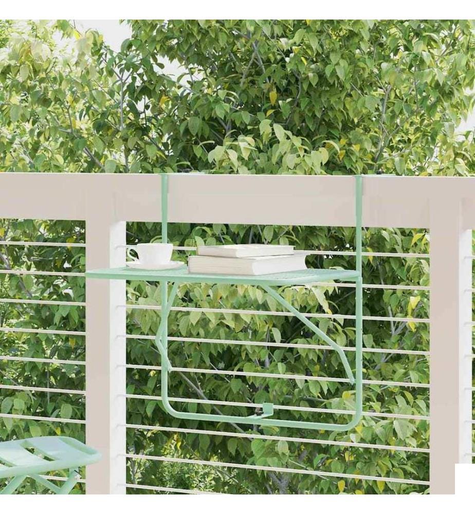 Table Suspendue de Balcon Vert menthe 60 x 39 x 65 cm Acier