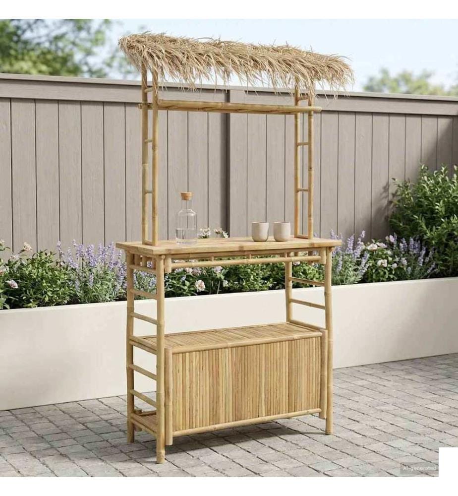 vidaXL Table de bar extérieure Naturel 110 x 50 x 209 cm Bambou