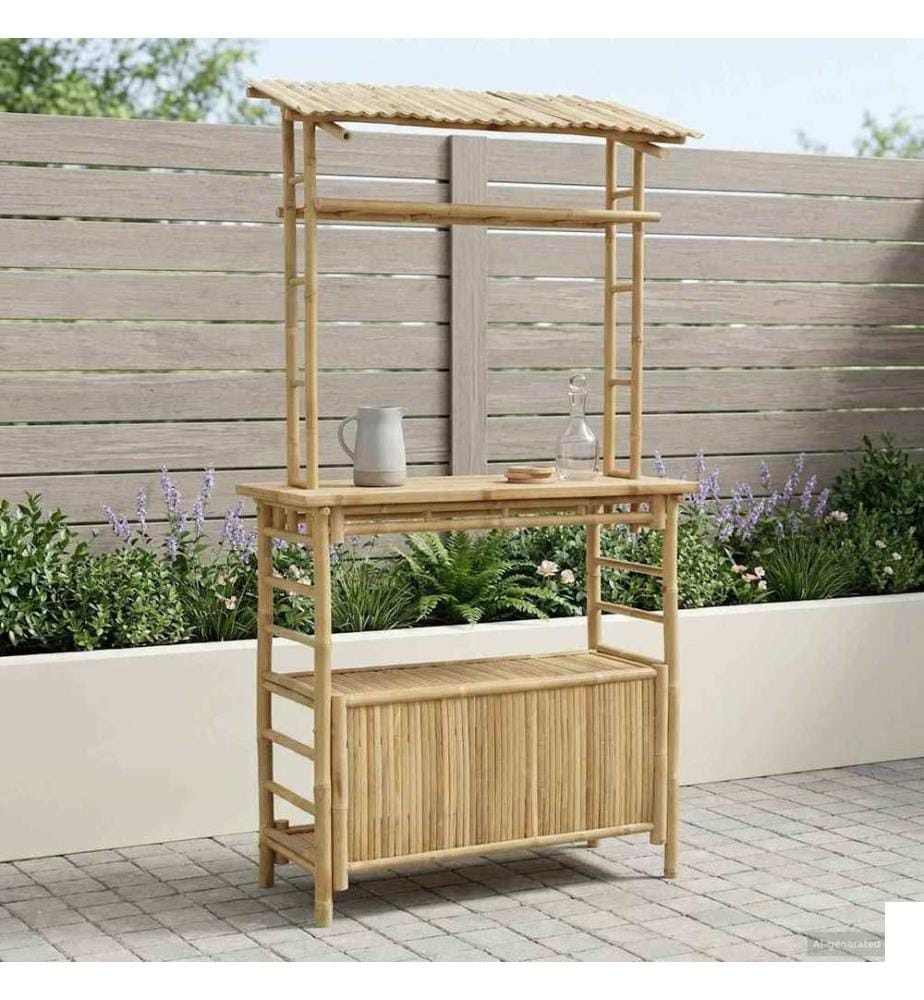vidaXL Table de bar extérieure Naturel 110 x 50 x 210 cm Bambou