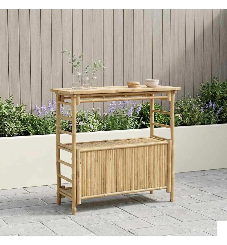vidaXL Table de bar extérieure Naturel 110 x 50 x 105 cm Bambou