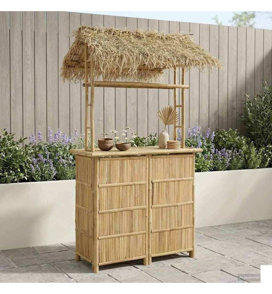 vidaXL Table de bar extérieure Naturel 115 x 95 x 215 cm Bambou