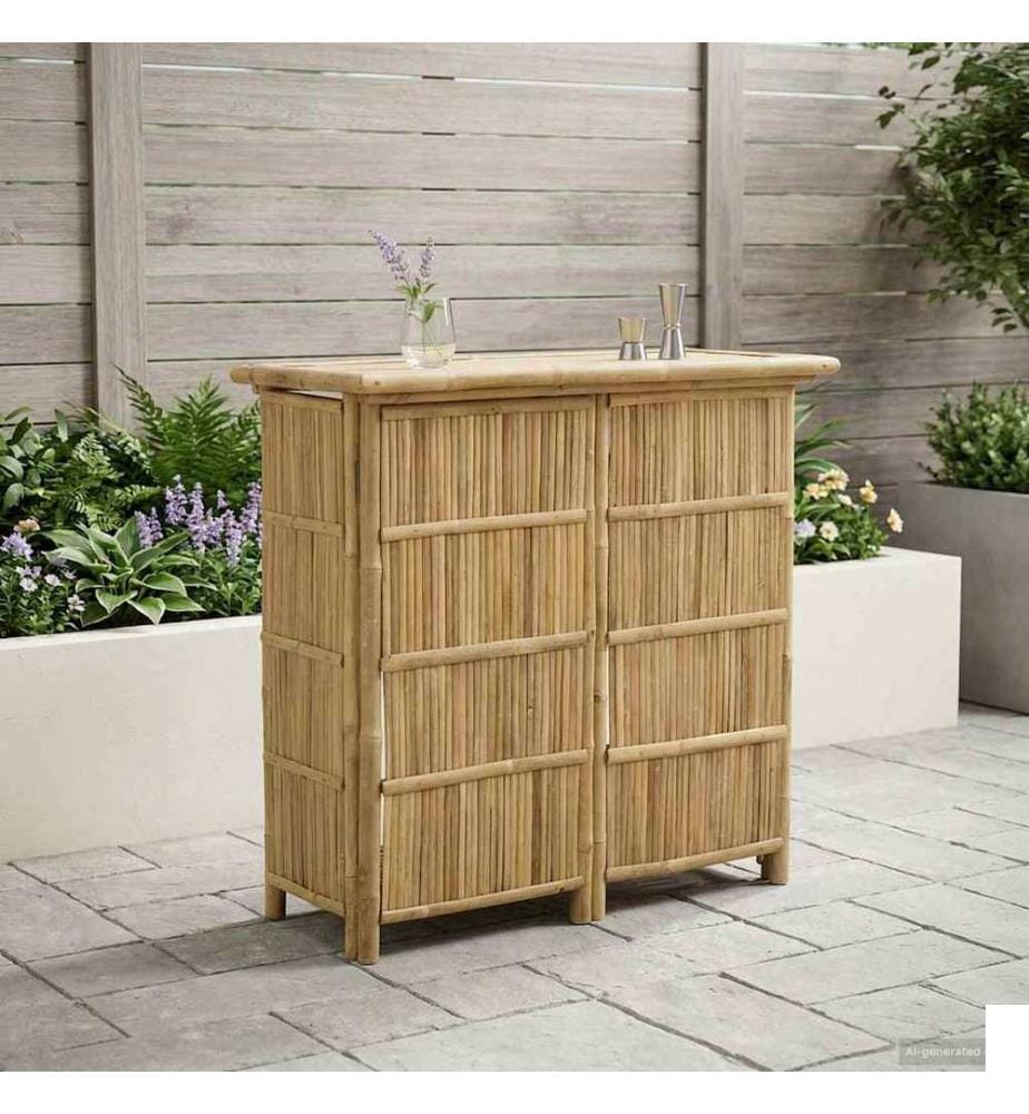 vidaXL Table de bar extérieure Naturel 115 x 55 x 105 cm Bambou