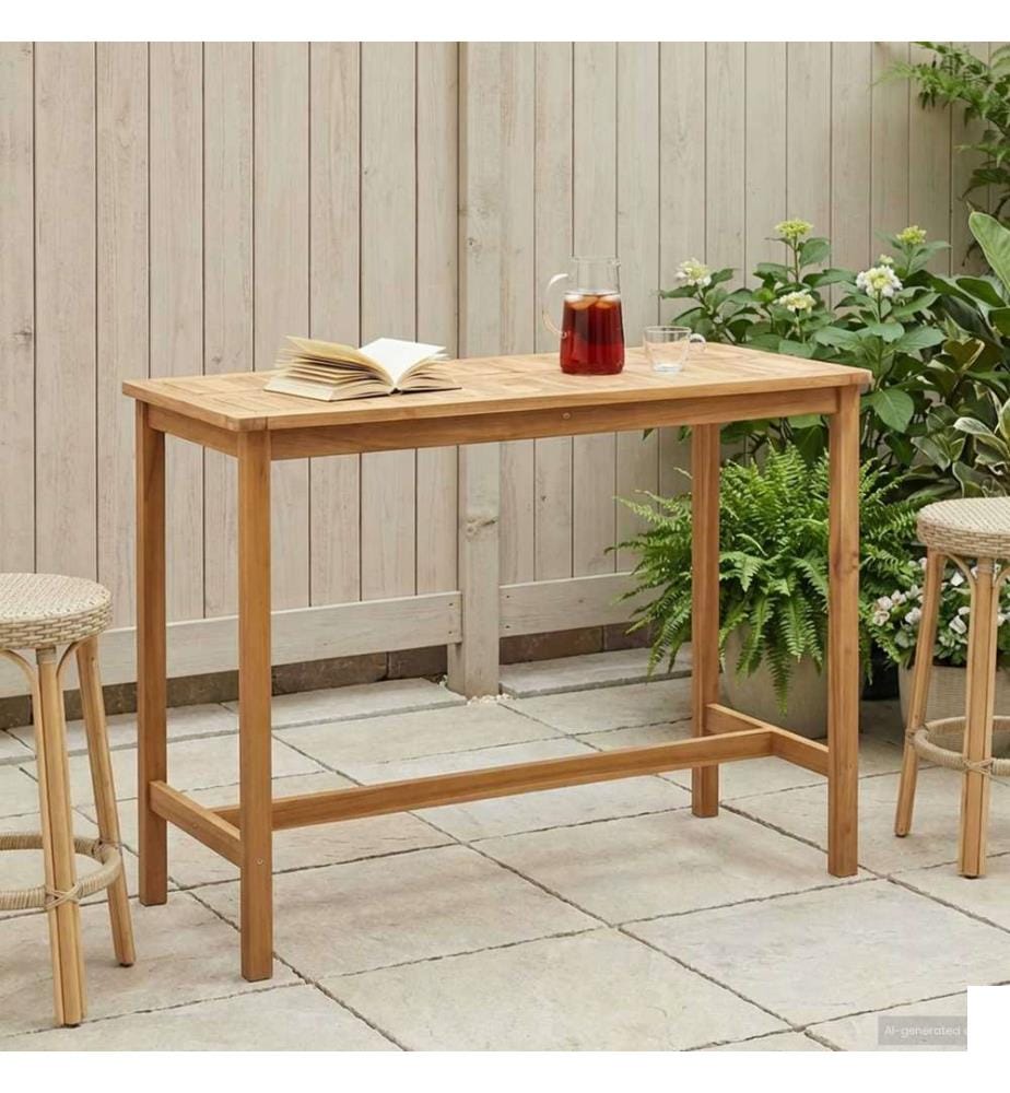 vidaXL Table de bar Naturel 150 x 75 x 105 cm Bois de teck massif