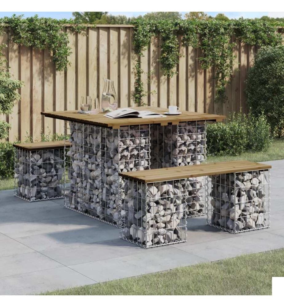 Table de jardin Gabion Design 100x102x72 cm Bois de pin imprégné