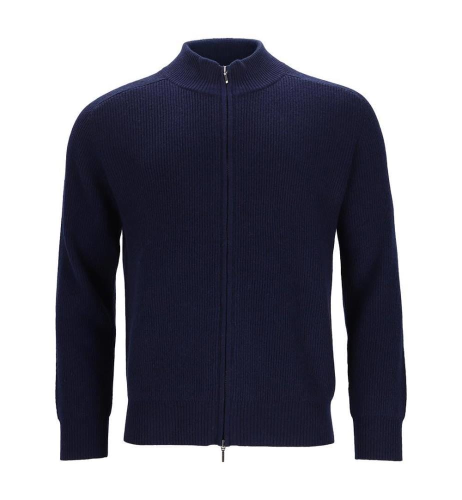 Cardigan à fermeture Zippée - 50% Cachemire & 50% Laine - Marine