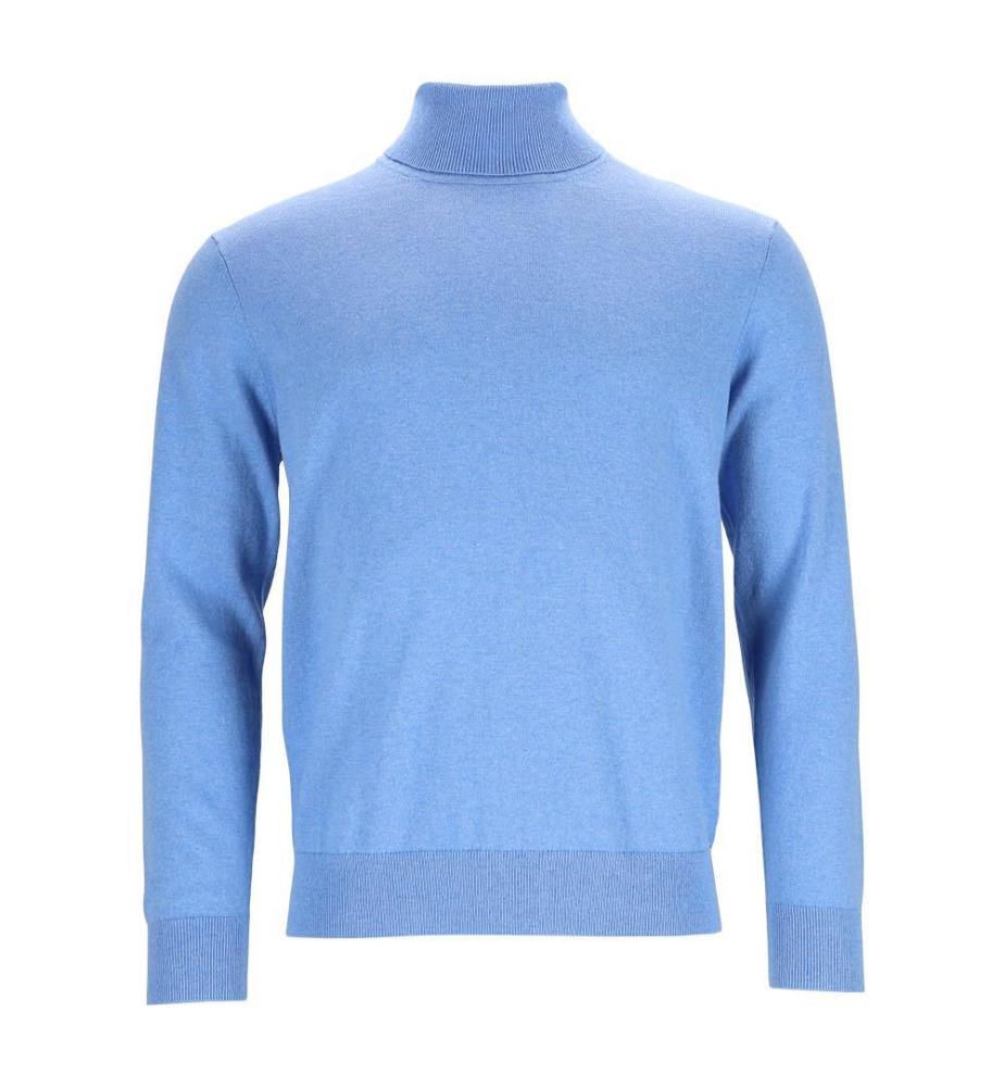 Pull Col Roulé - 95% Coton & 5% Cachemire - Bleu Clair