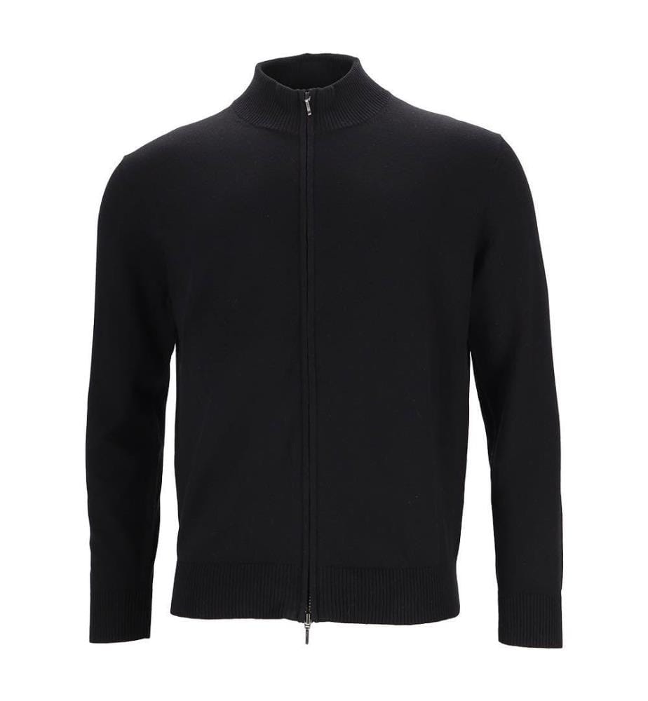 Cardigan à fermeture Zippée - 95% Coton & 5% Cachemire - Noir