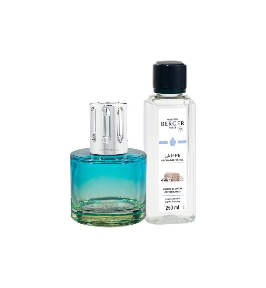 MAISON BERGER - Lampe aromatique Pure + 250 ml Caresse do Coton, Bleu