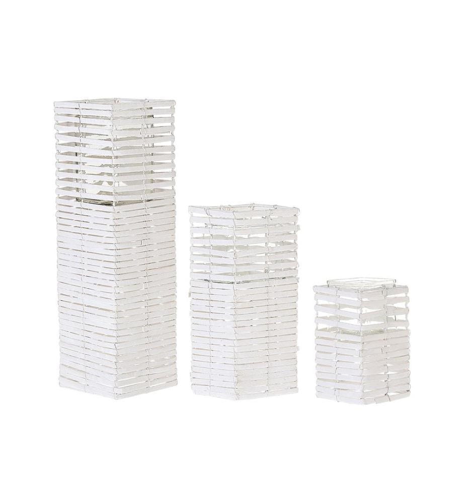 Lot de 3 bougeoirs MAROLA Bois de peuplier 54/34/20 cm Blanc