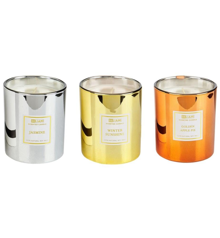 Lot de 3 bougies parfumées METALLIC GLAMOUR 9 cm Multicolore