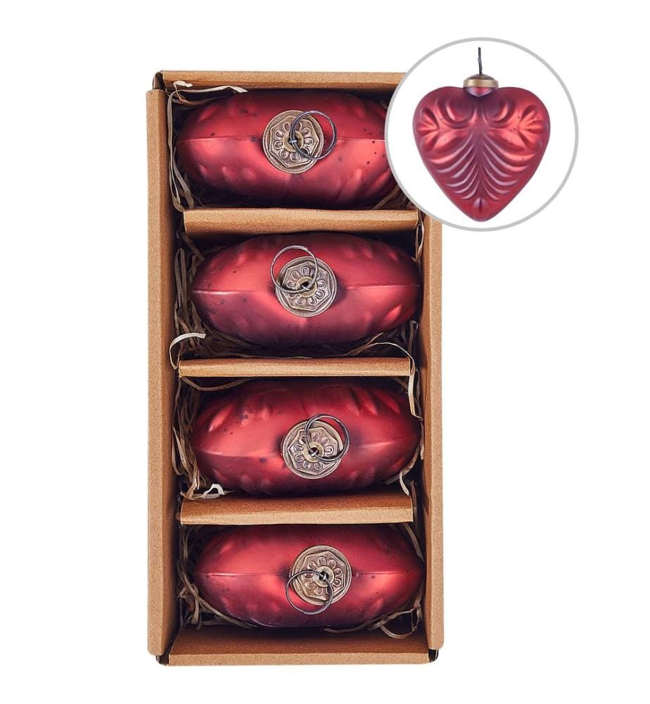 Lot de 4 boules FERIABLE Verre Rouge