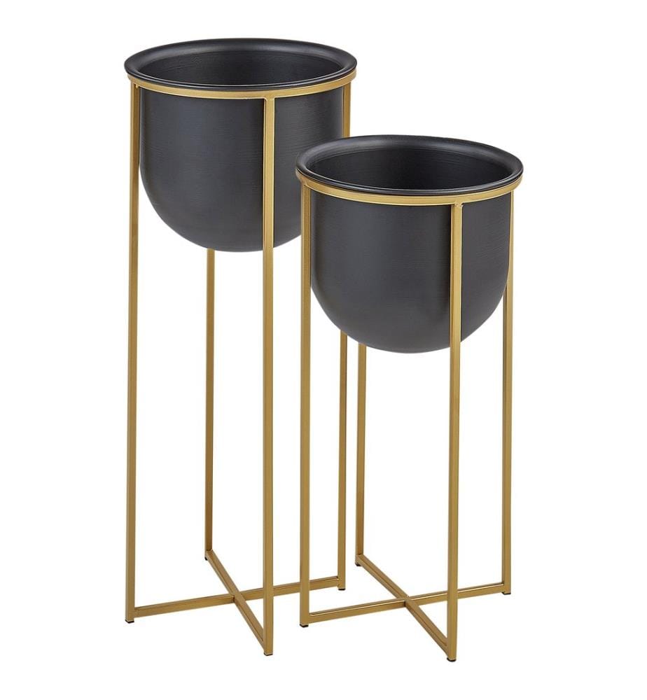 Lot de 2 pots à plantes surélevés THUJA Métal 21 cm Noir