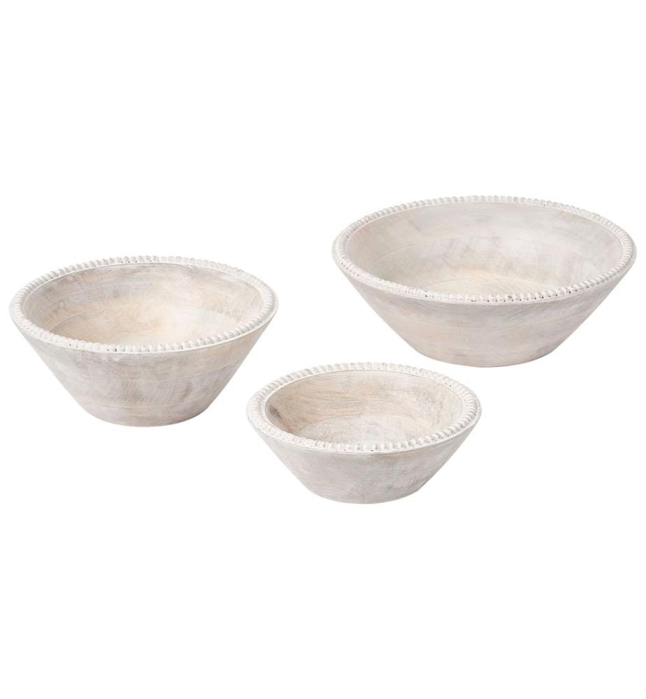 Lot de 3 bols décoratifs TANTA Bois de manguier Marron clair