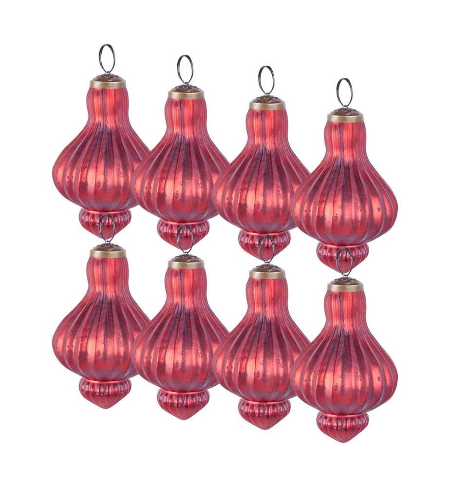 Lot de 8 boules BRILLANT Verre Rouge
