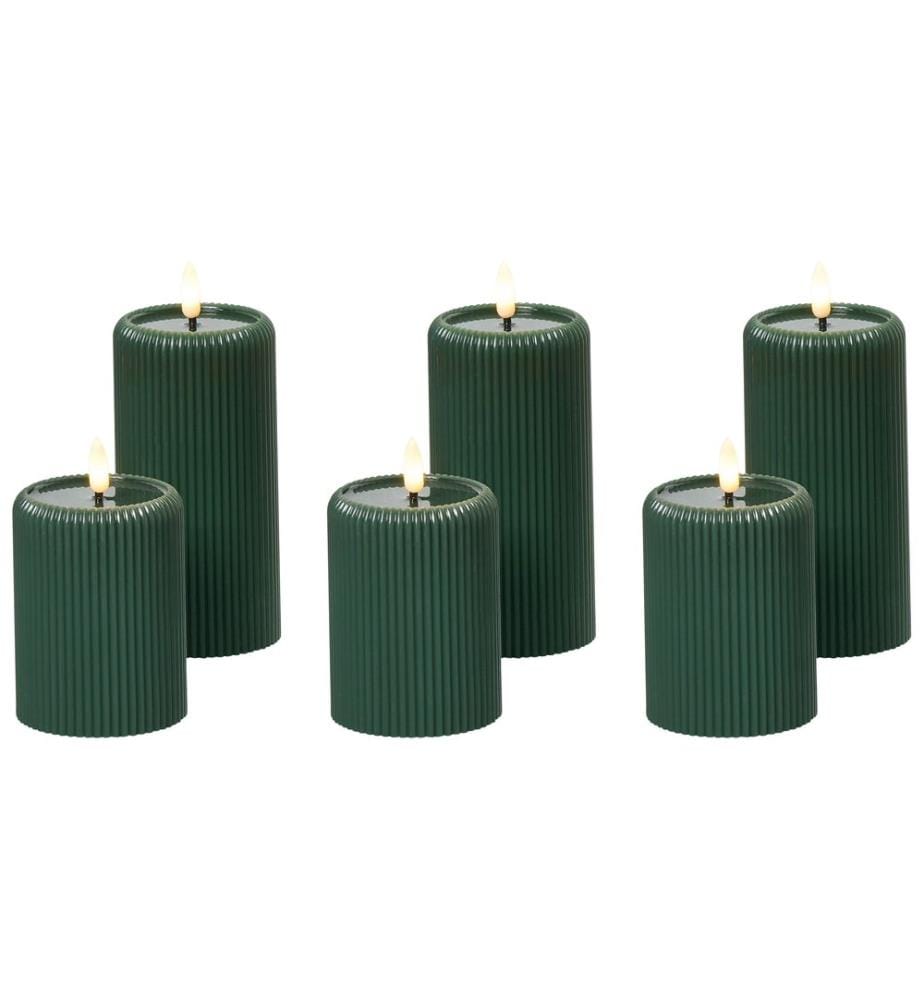 Lot de 6 bougies LED NOISETTE 10/16 cm Vert