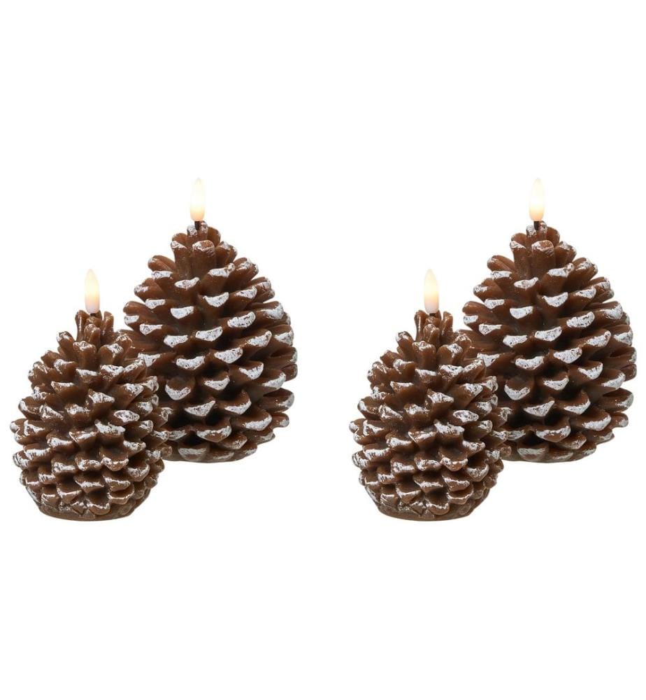 Lot de 4 bougies LED IVRESSE Pomme de pin 15/12 cm Marron