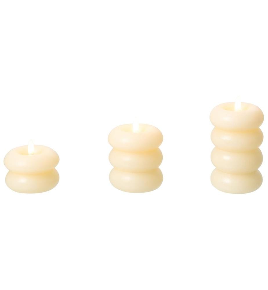 Lot de 3 bougies LED ETERNIS 5/8/11 cm Blanc cassé
