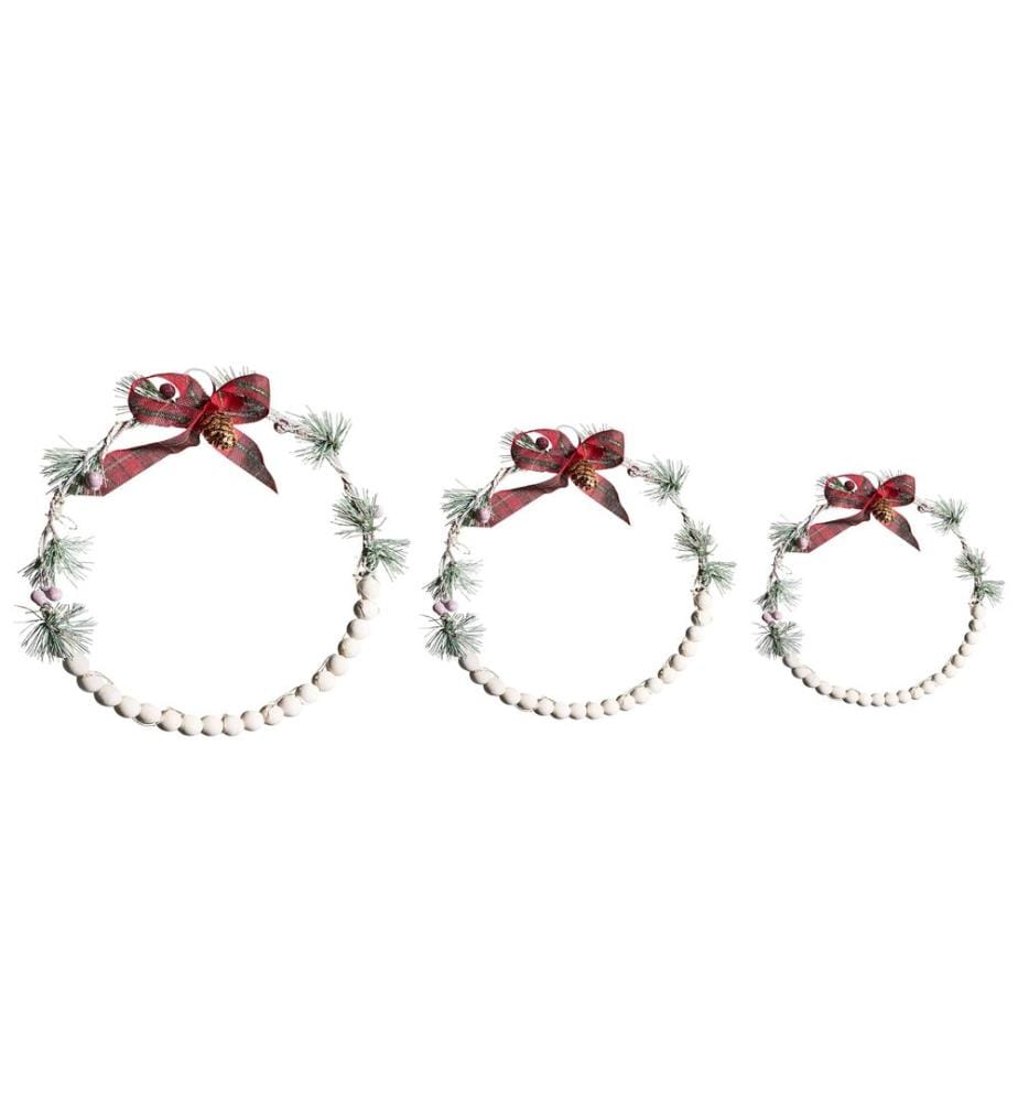 Lot de 3 décorations suspendues LED KEITELE Couronne 25/30/35 cm Blanc