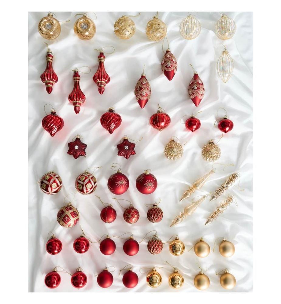Lot de 50 boules SPARKLE Verre Rouge/doré