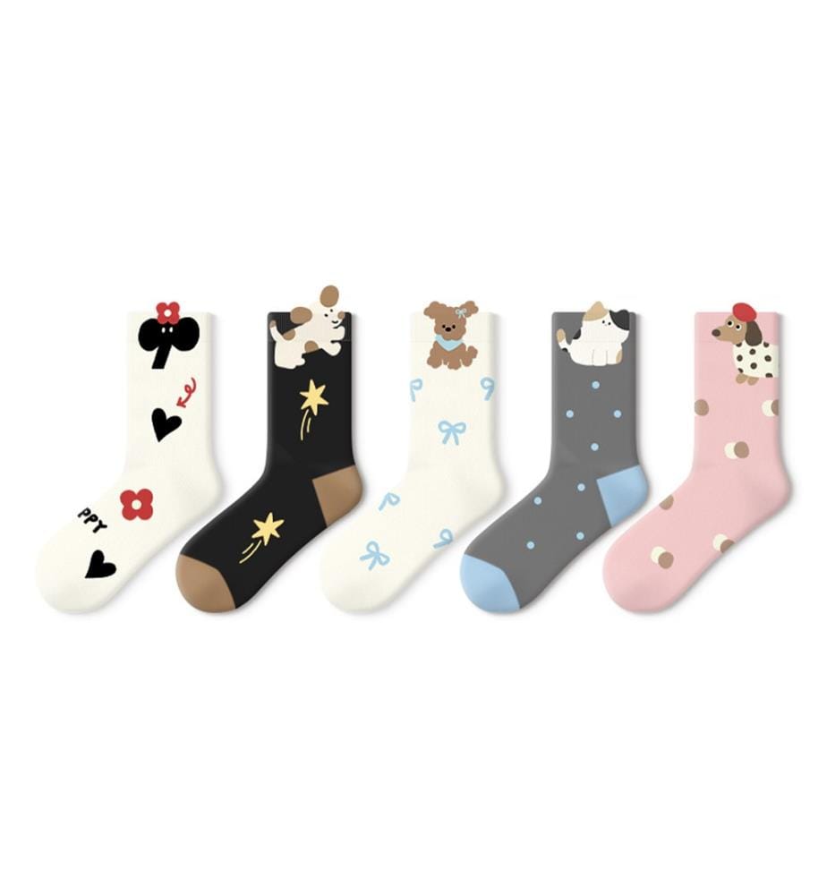 Playing Diary - 5 paires de chaussettes kawaii à revers 3D