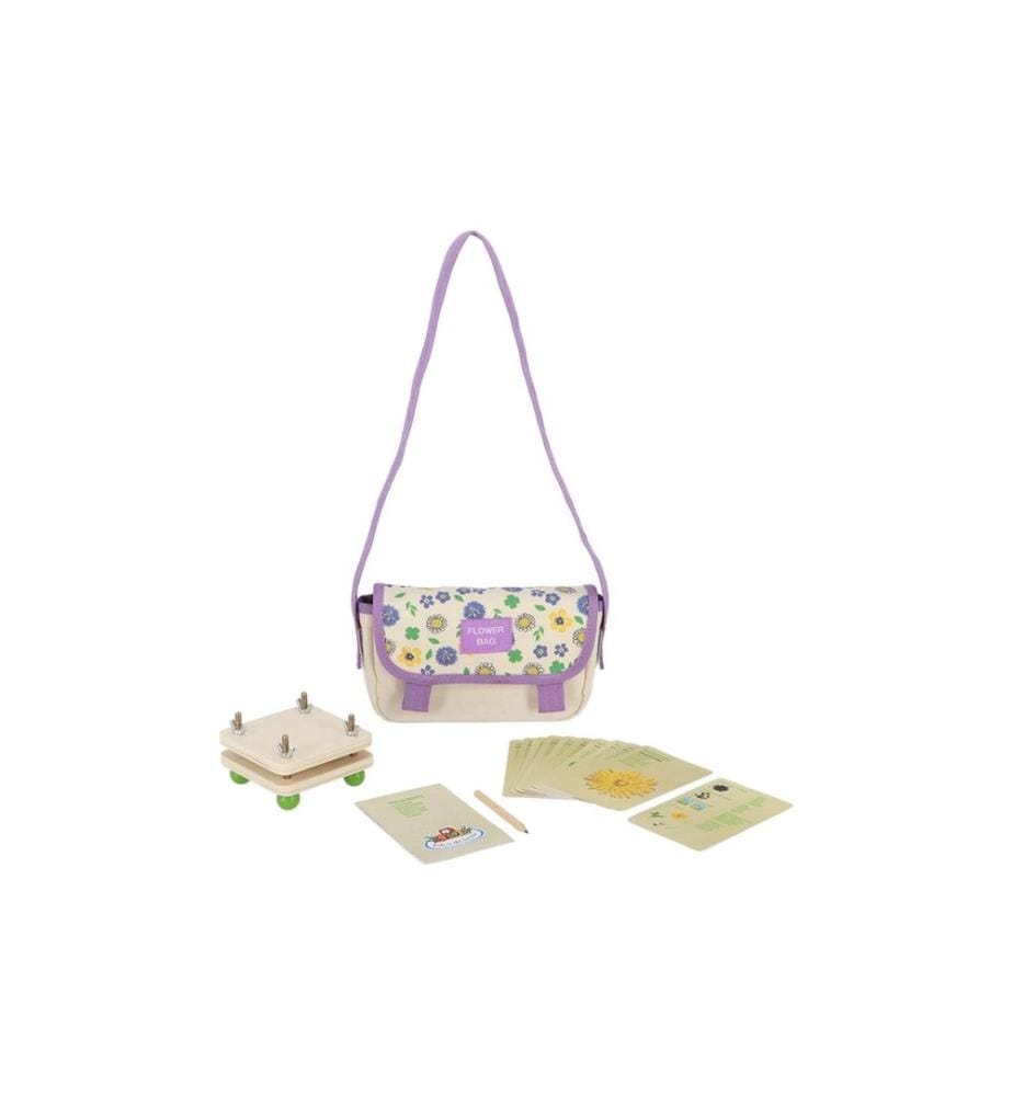 ESSCHERT DESIGN - Sac d'explorateur Flowers avec presse-fleurs en bois