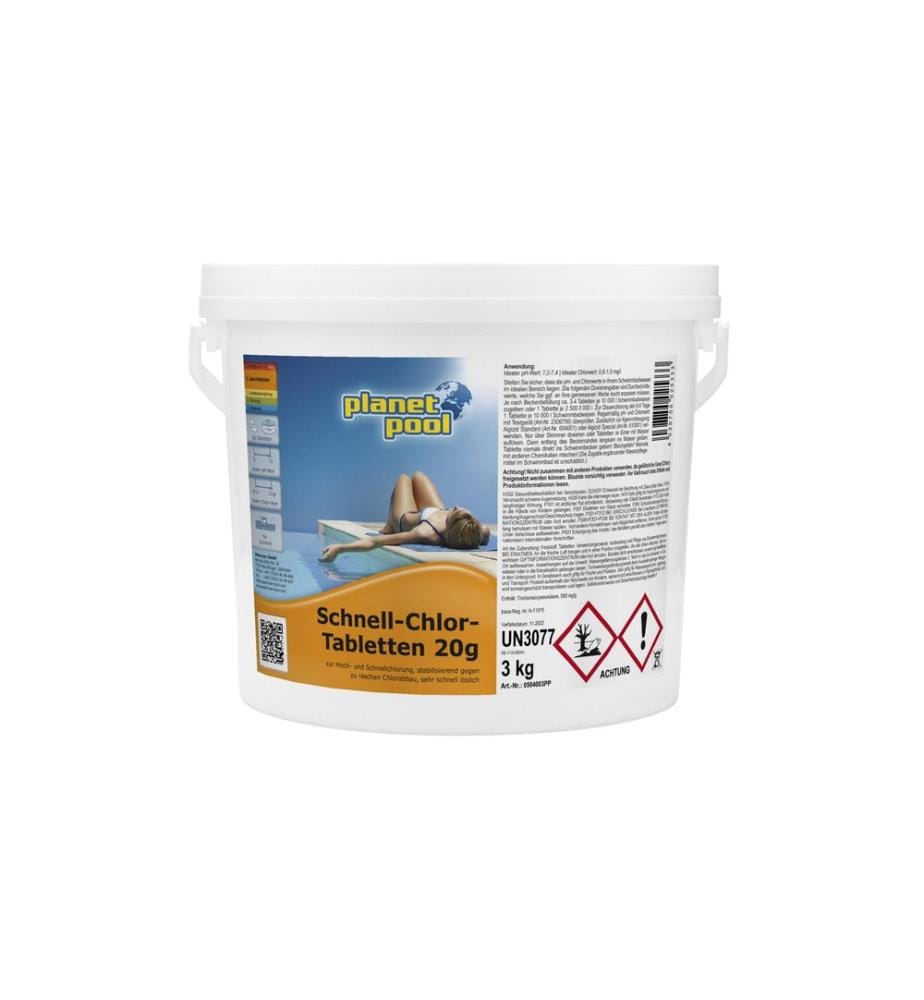 Planet Pool - Chlore rapide en comprimés 20 g / 3 kg