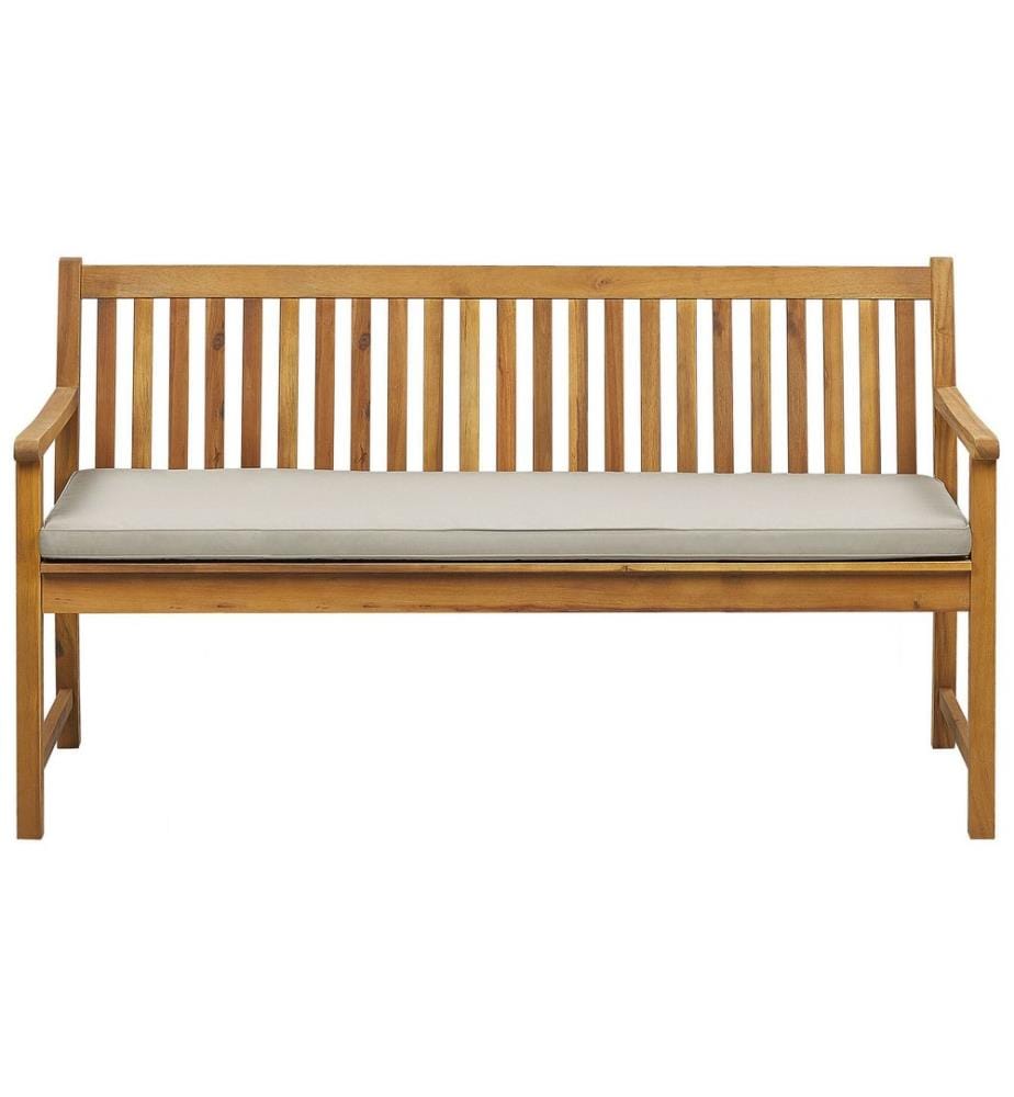 Banc avec coussin d'assise VIVARA 160 cm Bois d'acacia certifié Beige