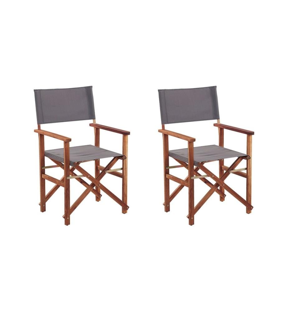 Lot de 2 chaises de jardin CINE Acacia Gris