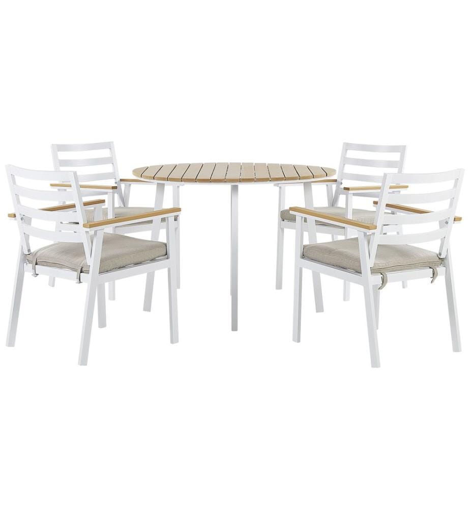 Salle à manger de jardin 4 places CAVOLI avec coussins Métal Beige