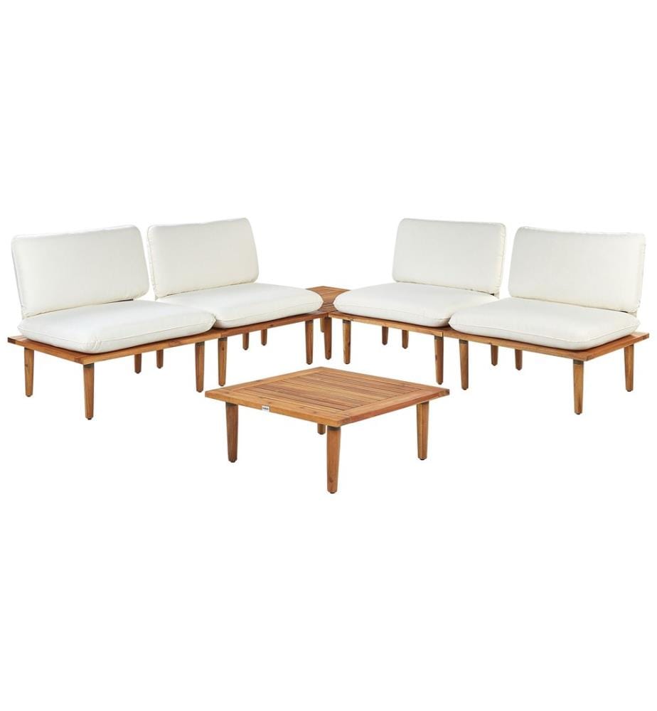 Ensemble de salon de jardin avec table 4 places FRASCATI Bois d'acacia certifié Blanc cassé
