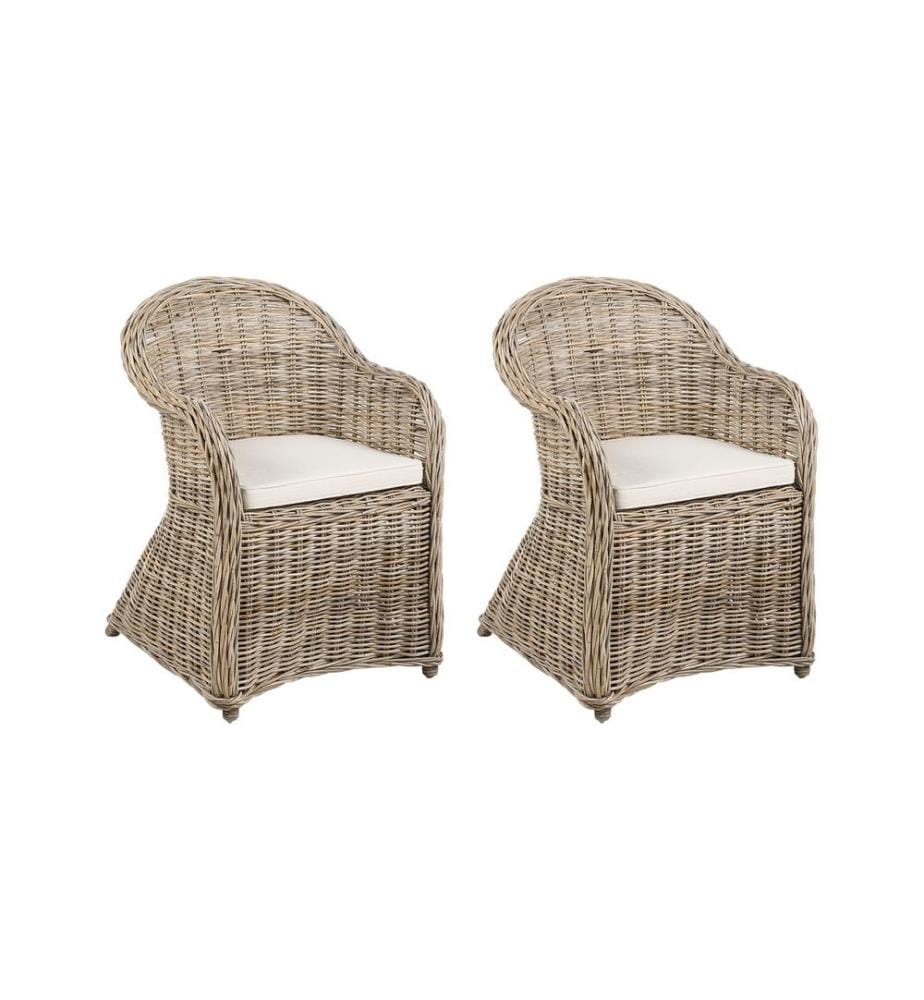 Lot de 2 chaises de jardin en rotin naturel SUSUA II