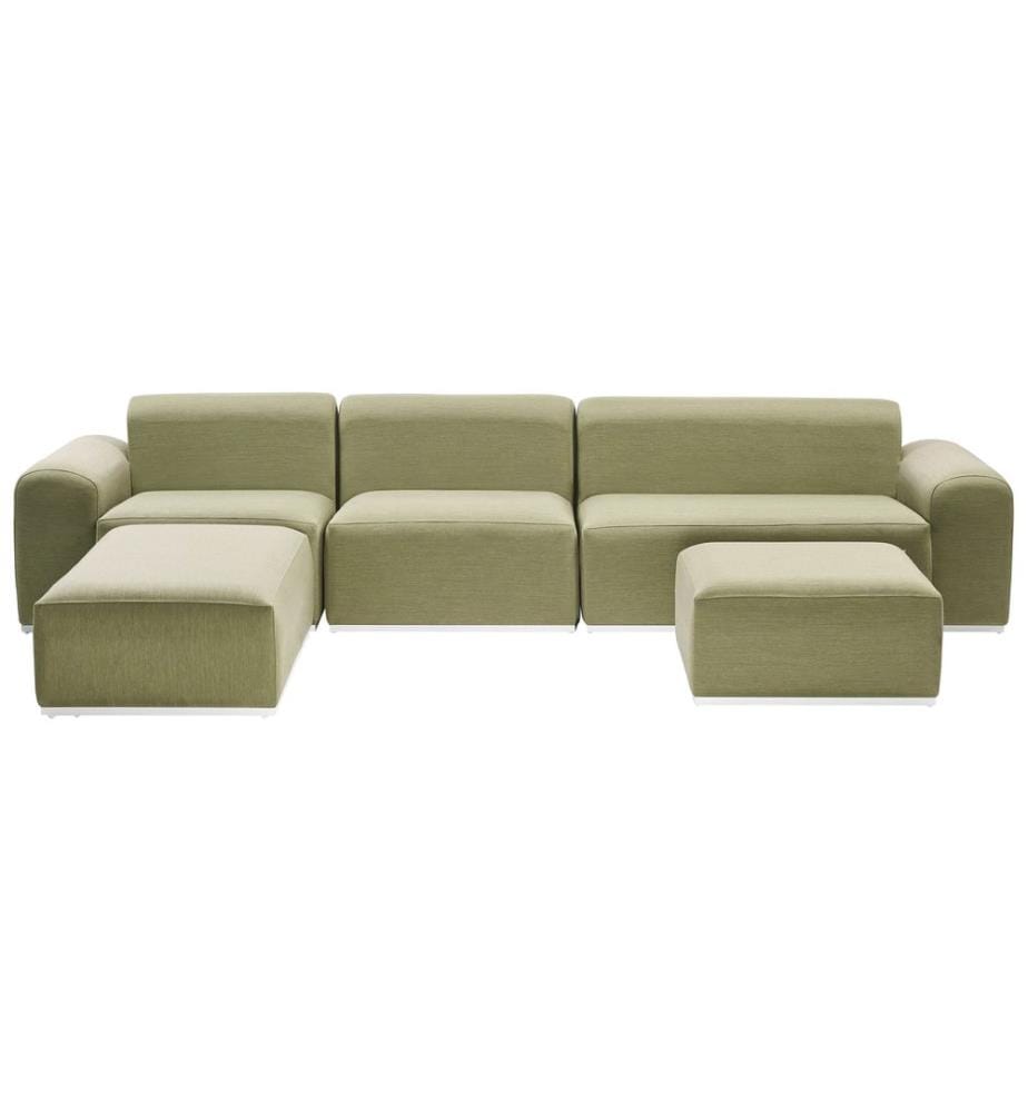 Canapé de jardin avec ottoman 7 places BATTIFOLLO Vert olive